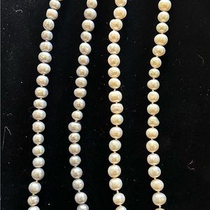 2 Freshwater Pearl Necklaces. Lustrous Light Grey and Cream.